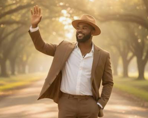 Image of Solomon Ray standing and waving outside